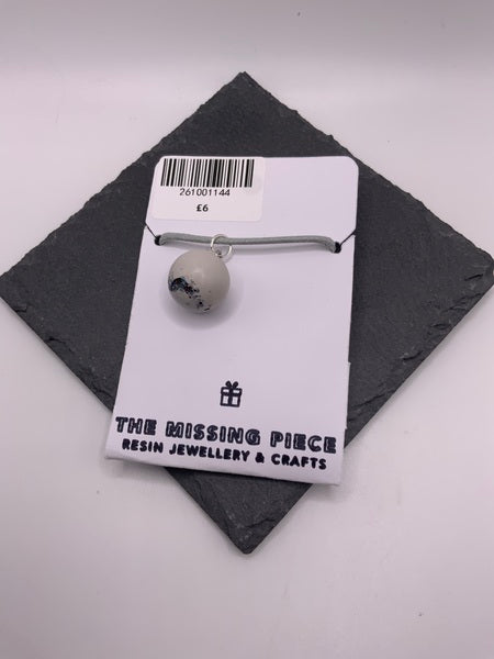 (261) Jesmonite grey ball necklace on cord