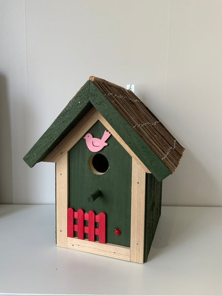 (159) Bills Boxes-Bird House-Green-Twig-Red