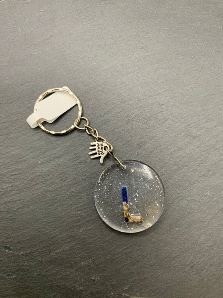 (261) Beach Resin Letter Keyring - L - Glitter