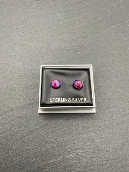 (224) Fuscia AB Sterling Silver Studs