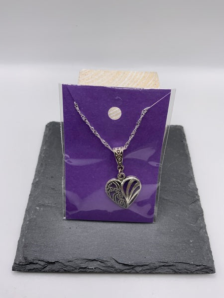 (224) Marcasite Heart Necklace