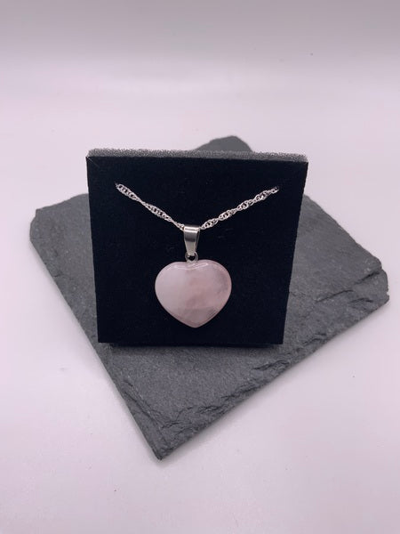 (224) Rose Quartz Heart Necklace