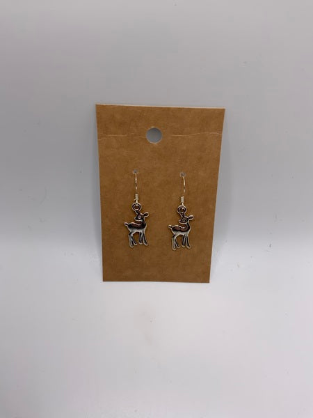 (224) Deer Earrings - Sterling Silver Ear Wires