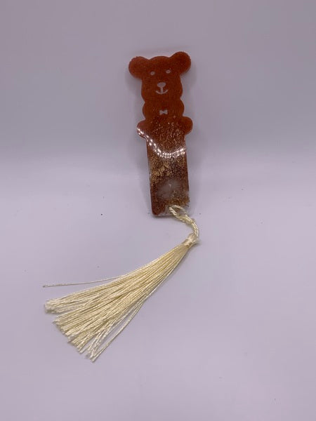 (261) Teddy Resin Bookmark - Gold