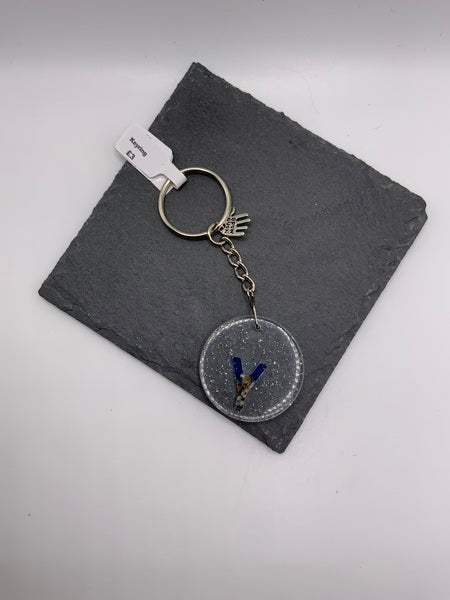 (261) Beach Resin Letter Keyring - Y - Glitter