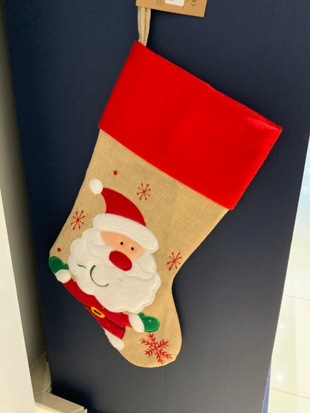 (387) Hessian Santa Personalisable Santa Stocking