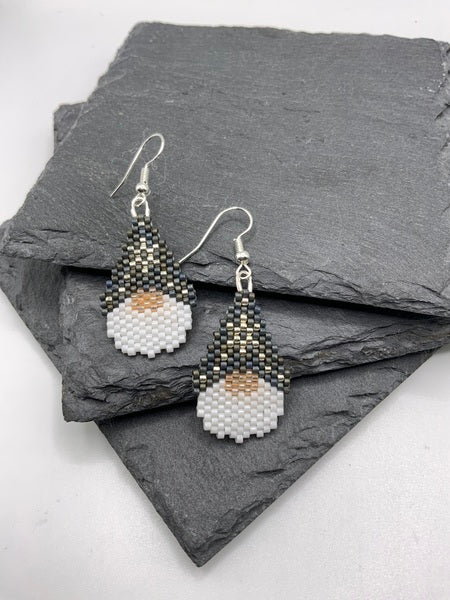 (132) Christmas Gonk Earrings - Matte Metallic Grey