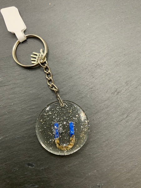 (261) Beach Resin Letter Keyring - U - Glitter