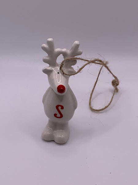 Personalised Hanging Reindeer Ceramic