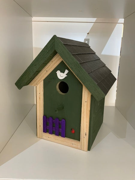 (159) Bills Boxes-Bird House-Green-Tile-Purple