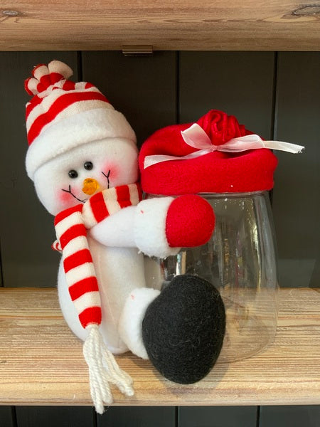 (387) Snowman Hugging Treat Jar - Personalisable