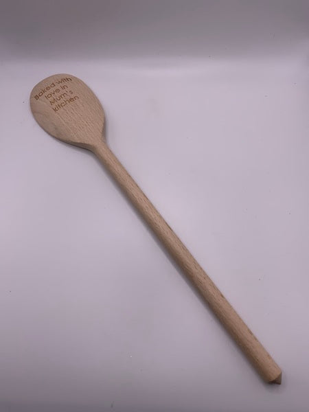 (223) Baked With Love Mums Kitchen Large Wooden Spoon