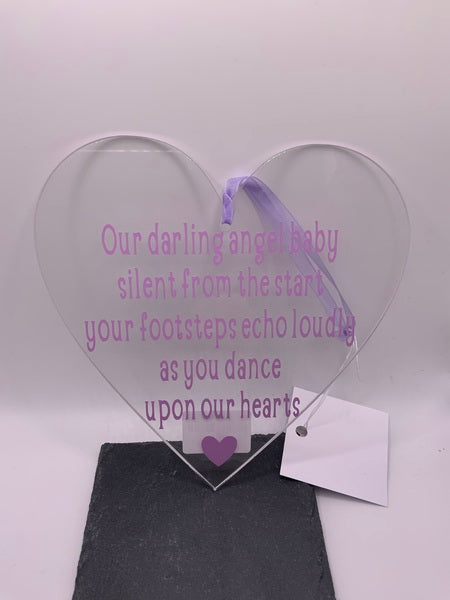 (108) Angel Baby Acrylic Heart Light Purple