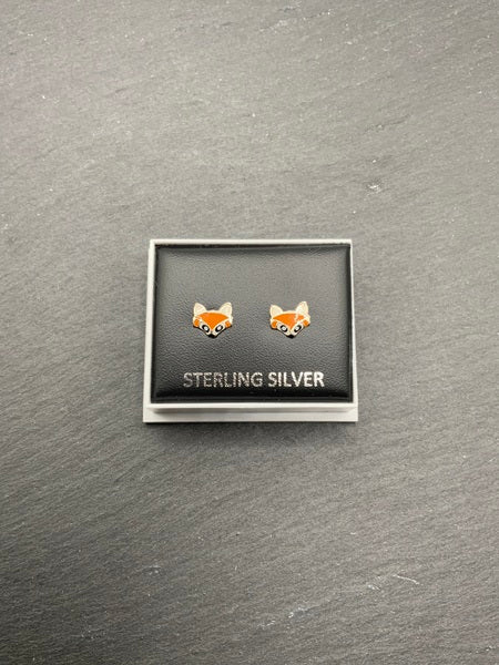 (224) Fox Sterling Silver Studs