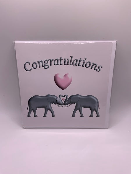 (107) Congratulations Elephant Heart Card