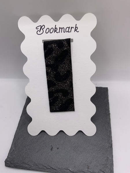 (261) Black Sparkle & Pattern Magnetic Faux Leather Bookmark