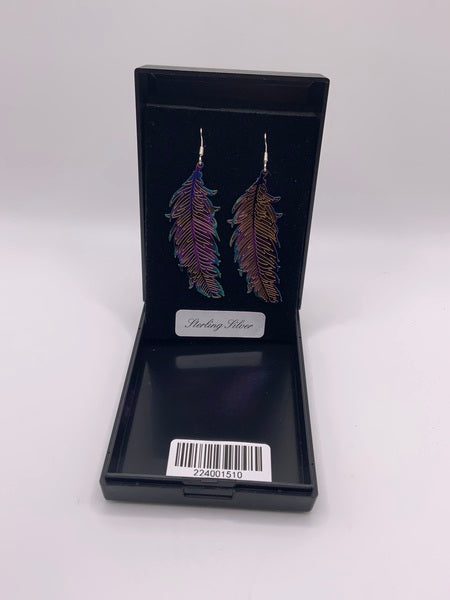 (224) Rainbow Feather Earrings