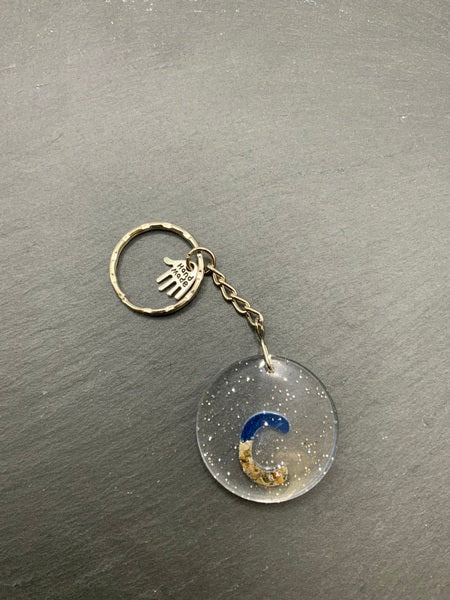 (261) Beach Resin Letter Keyring - C - Glitter