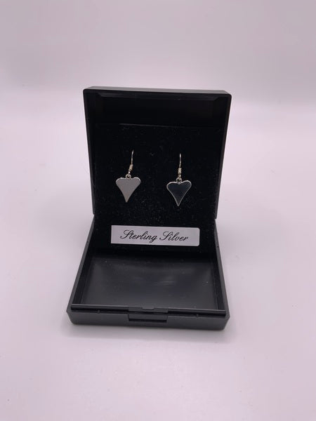 (224) Sterling Silver Solid Flat Heart Earrings