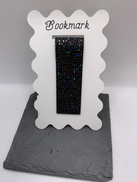 (261) Black Sparkle Magnetic Faux Leather Bookmark