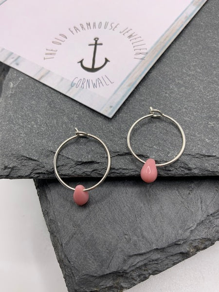 Light Pink  - Mini Teardrop Hoops