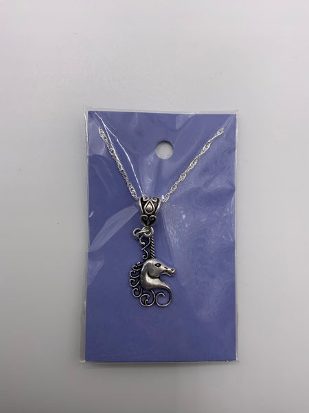 (224) Swirly Unicorn Head Necklace