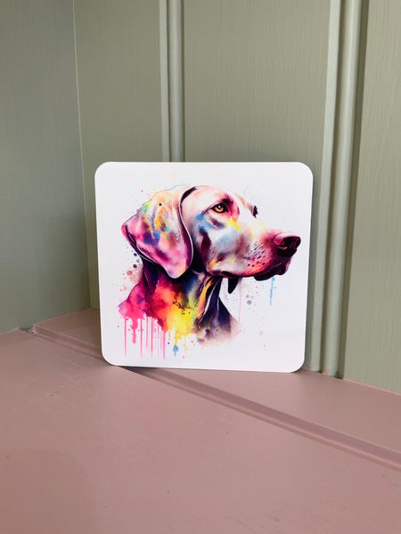 Weimaraner Dog Mug & Coaster Rainbow Design 1