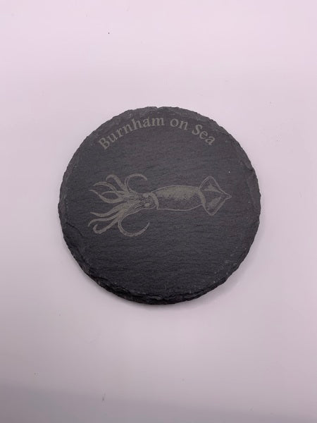 (223) Squid Burnham on Sea Slate Coaster