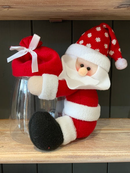 (387) Santa Hugging Treat Jar - Personalisable