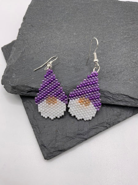 (132) Stripey Gonk Earrings - Purple Mix