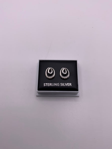 (224) CZ Double Loop Sterling Silver Studs