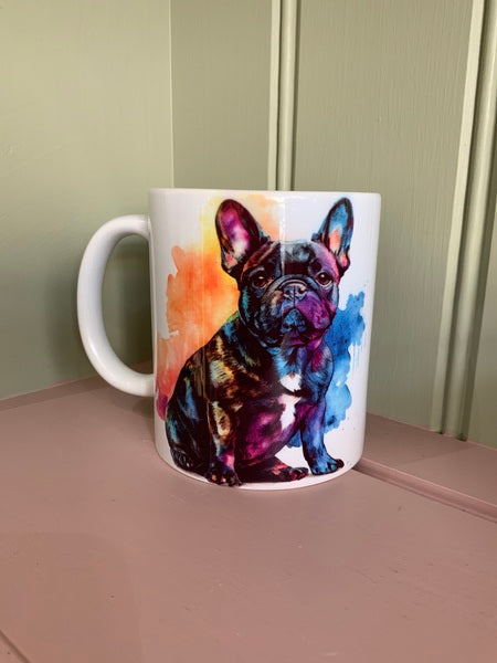 French Bulldog Dog Mug & Coaster Rainbow Design 2