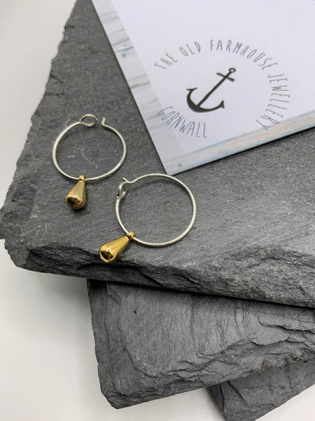 Mini Hoop - Brass Teardrop