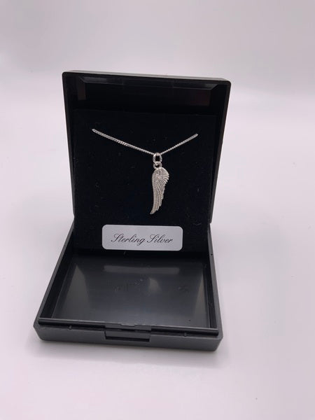 (224) Solid Wing Sterling Silver Necklace