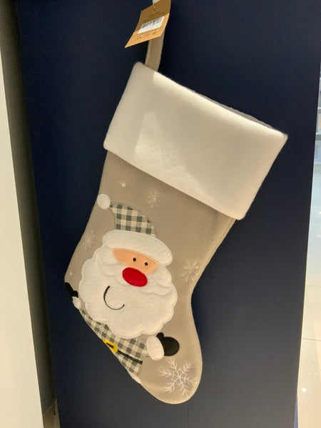 (387) Grey Santa Personalisable Santa Stocking