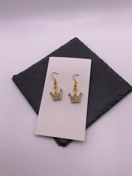 (106) Gold Crown Earrings