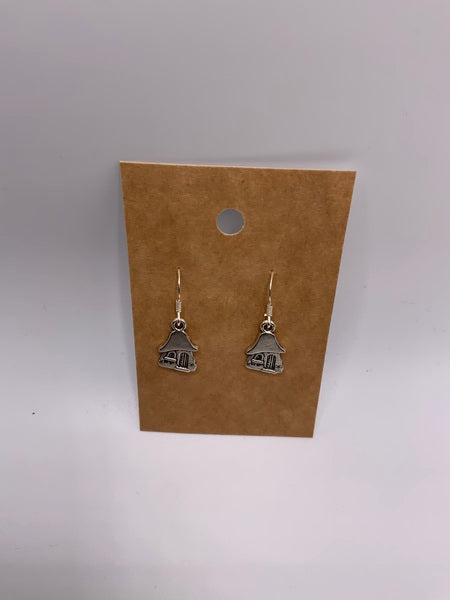 (224) Toadstool House - Sterling Silver Earwires