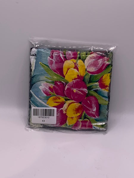 (187) Tulip Pot Slate Coaster