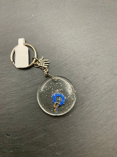 (261) Beach Resin Letter Keyring - P - Glitter