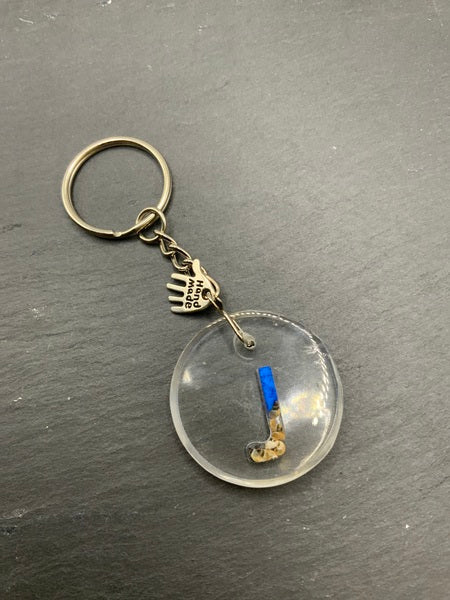 (261) Beach Resin Letter Keyring - J - Clear
