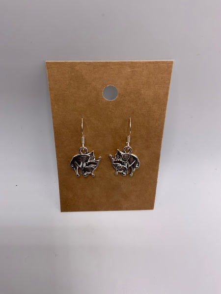 (224) Elephant & Baby - Sterling Silver Earwires