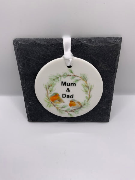 (223) Mum & Dad Robin Ceramic Decoration
