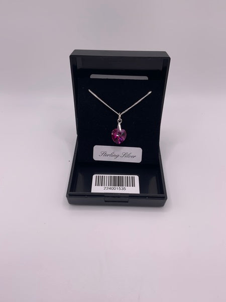 (224) Fuschia Crystal Necklace