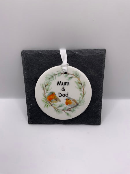 (223) Mum & Dad Robin Ceramic Decoration