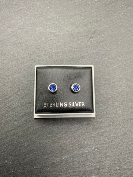 (224) Sapphire Sterling Silver Studs