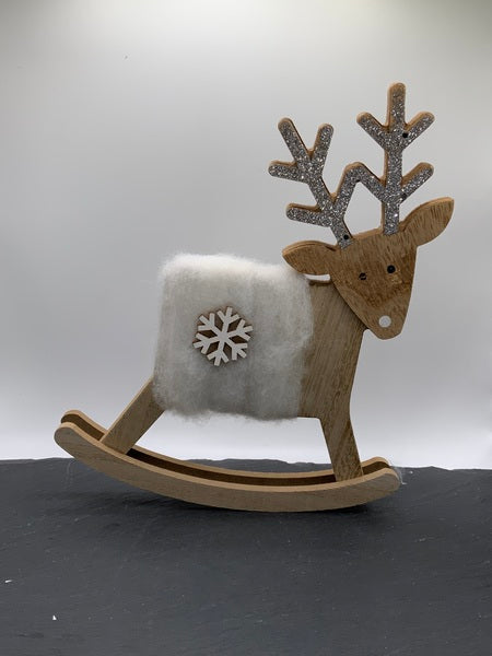 Rocking White Wool Reindeer Personalisable