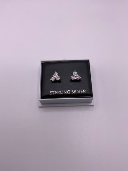 (224) CZ Triangle Sterling Silver Studs