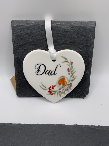 (223) Robins Dad Ceramic Heart