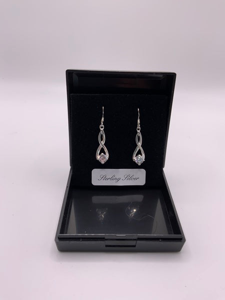 (224) CZ Entwined Twist Sterling Silver Earrings