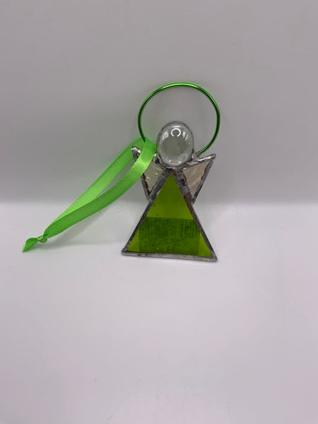 (265) Lime Green Stained Glass Angel